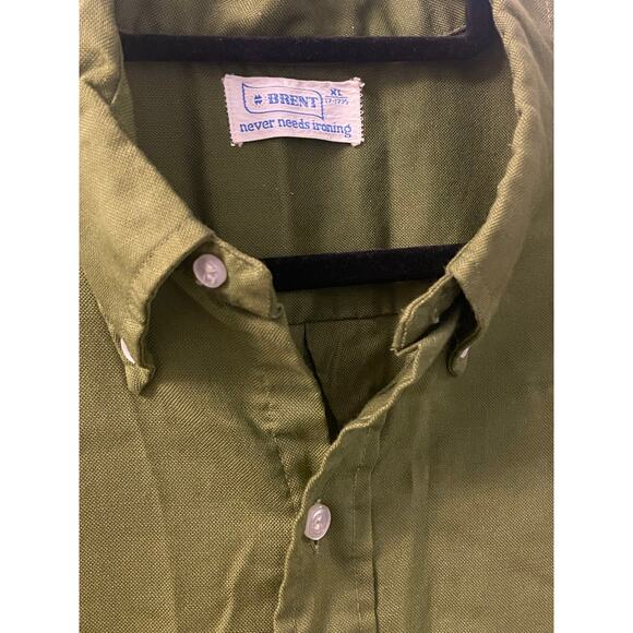 Vintage 60s Brent Green Button Down Short Sleeve Shirt Adult XL - Picture 3 of 3